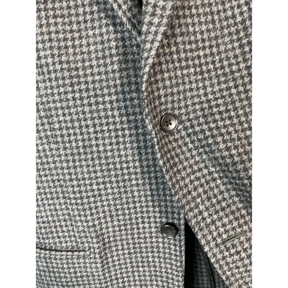 Uniqlo Gray Houndstooth Wool Blend Blazer Jacket Men Size Large unstructured - Picture 13 of 16